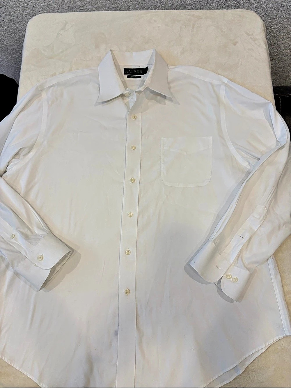 Lauren Ralph Lauren Non-Iron Dress Shirt White Cotton Medium